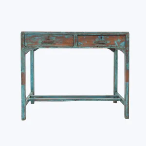 Vintage Teal 2-Drawer Console