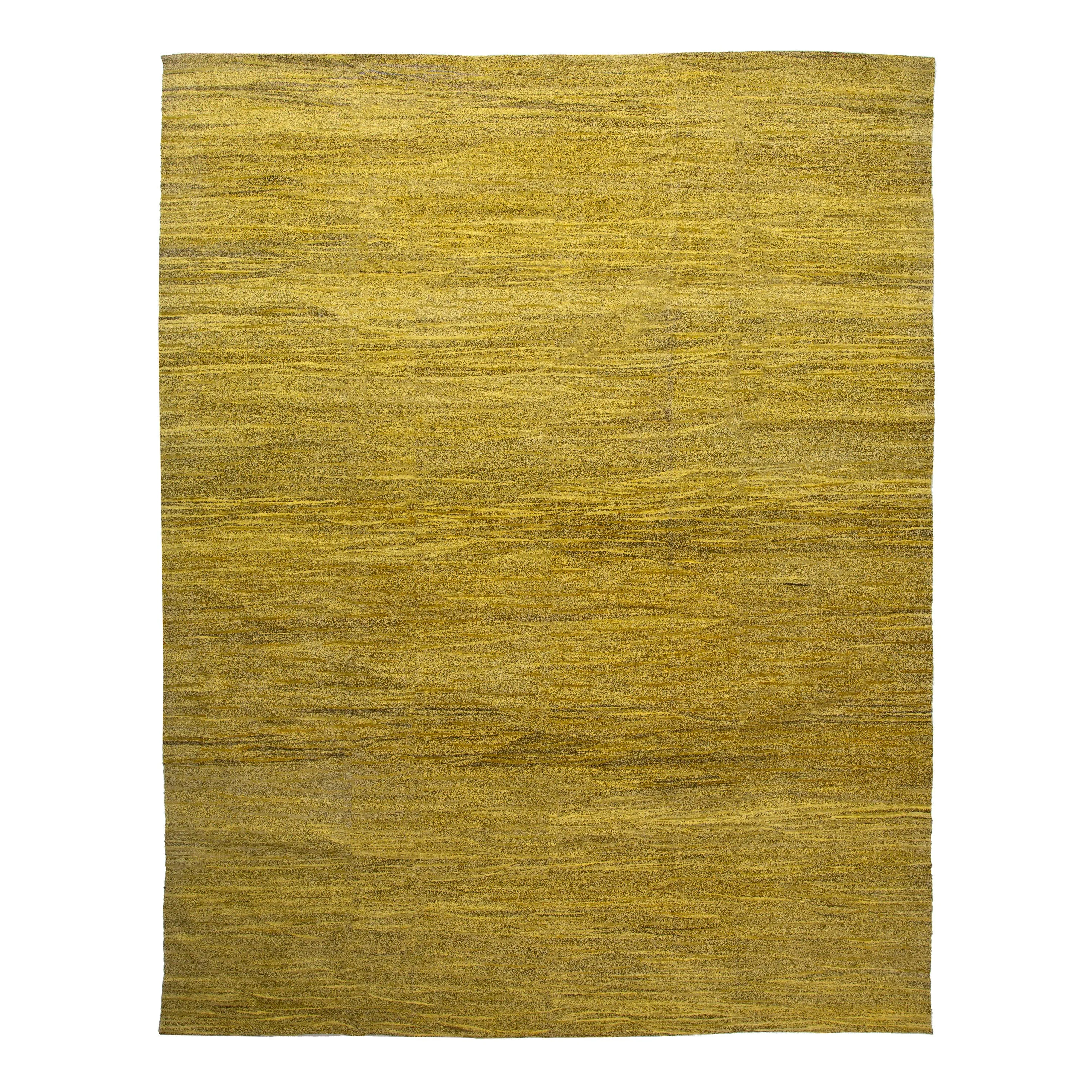 Yellow Flatweave Wool Rug - 10' x 13'