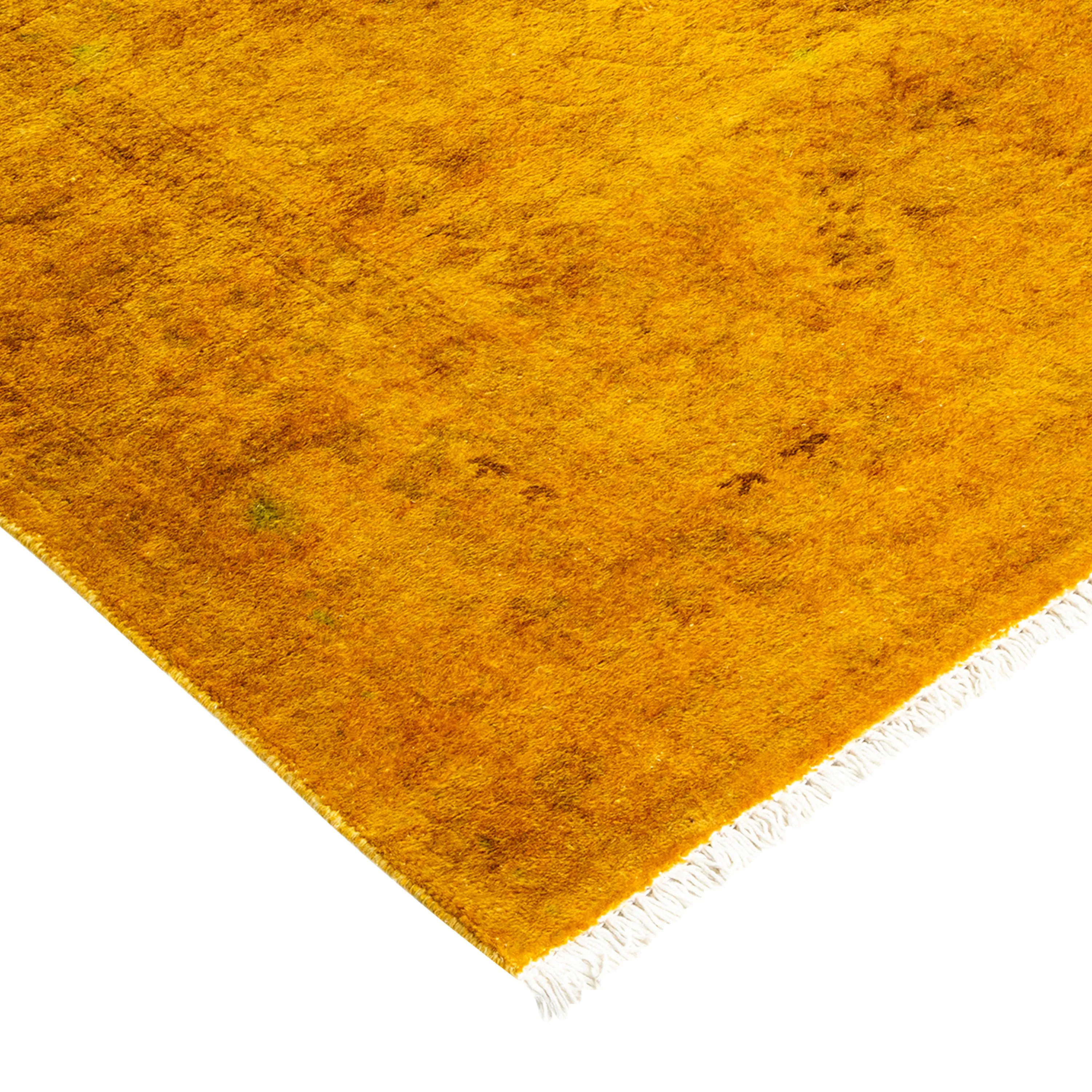 Yellow Overdyed Wool Rug - 3'2" x 4'6"