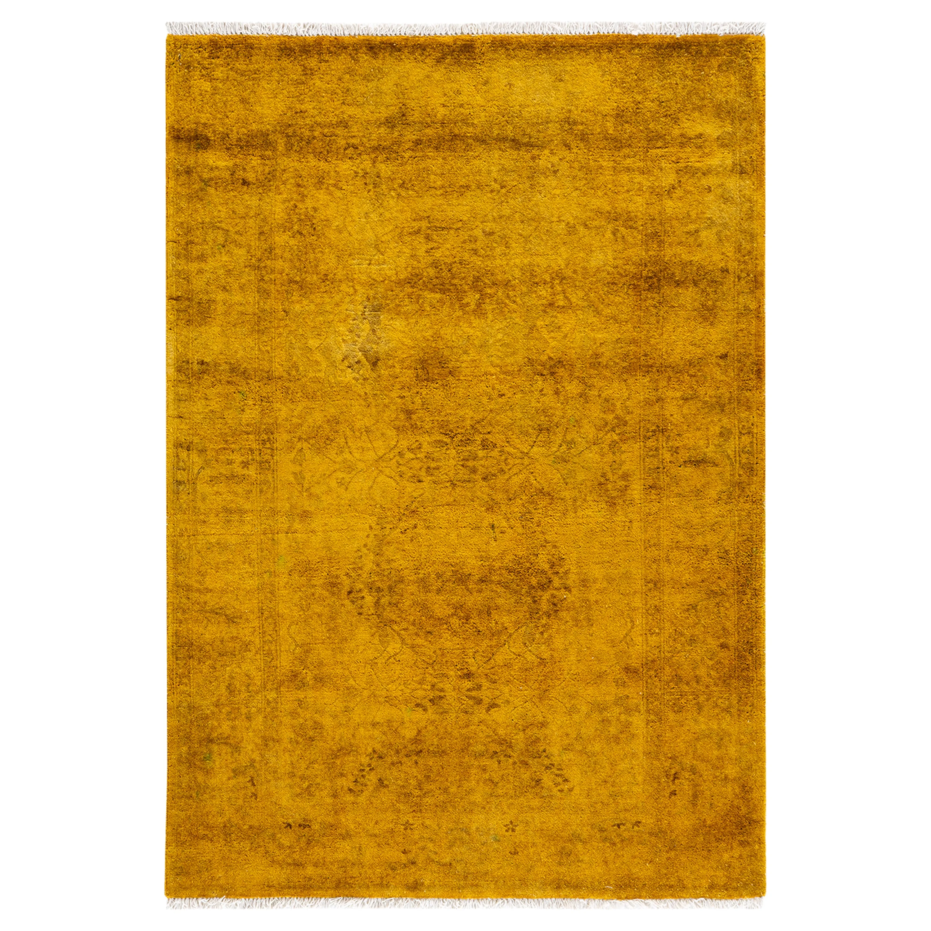 Yellow Overdyed Wool Rug - 3'2" x 4'6"