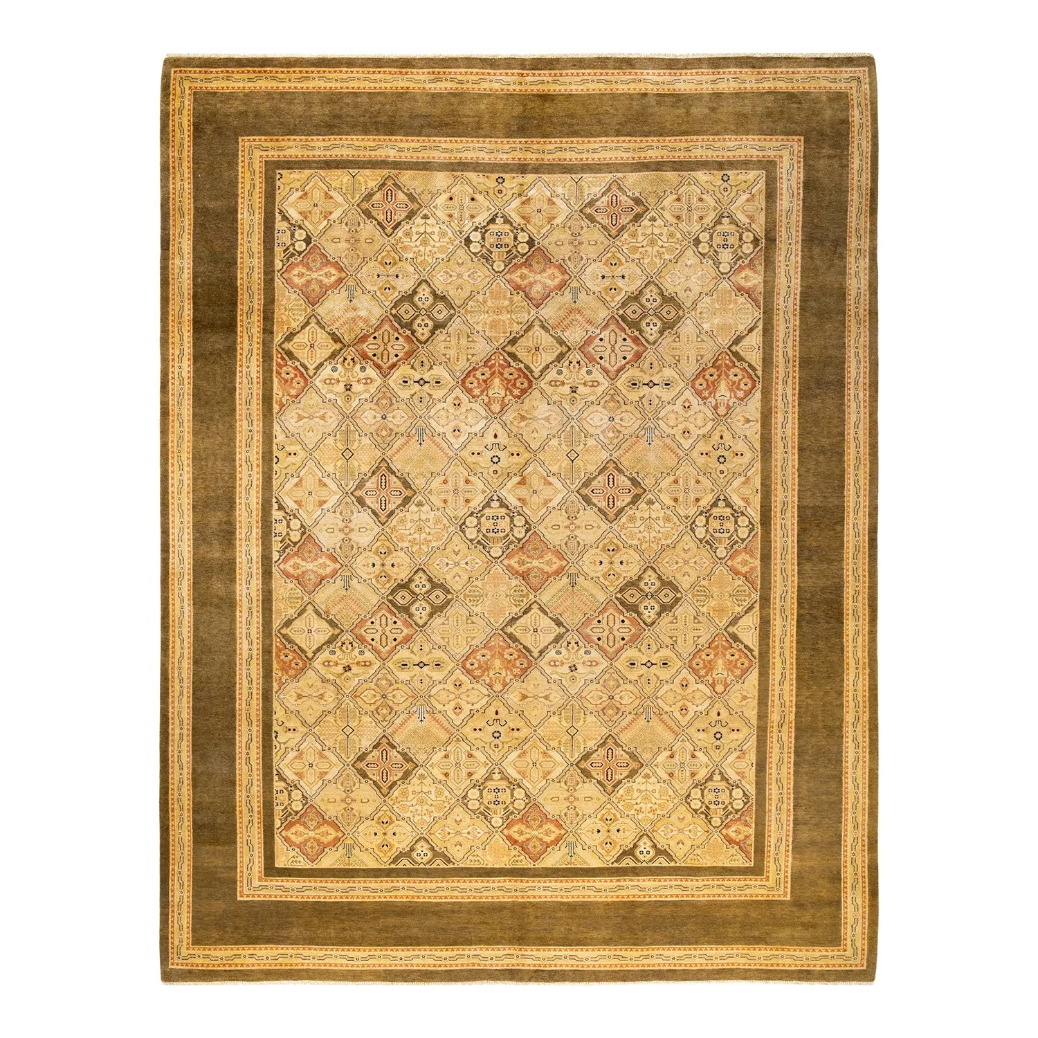 Yellow Traditional Wool Rug - 10'1" x 13'9"