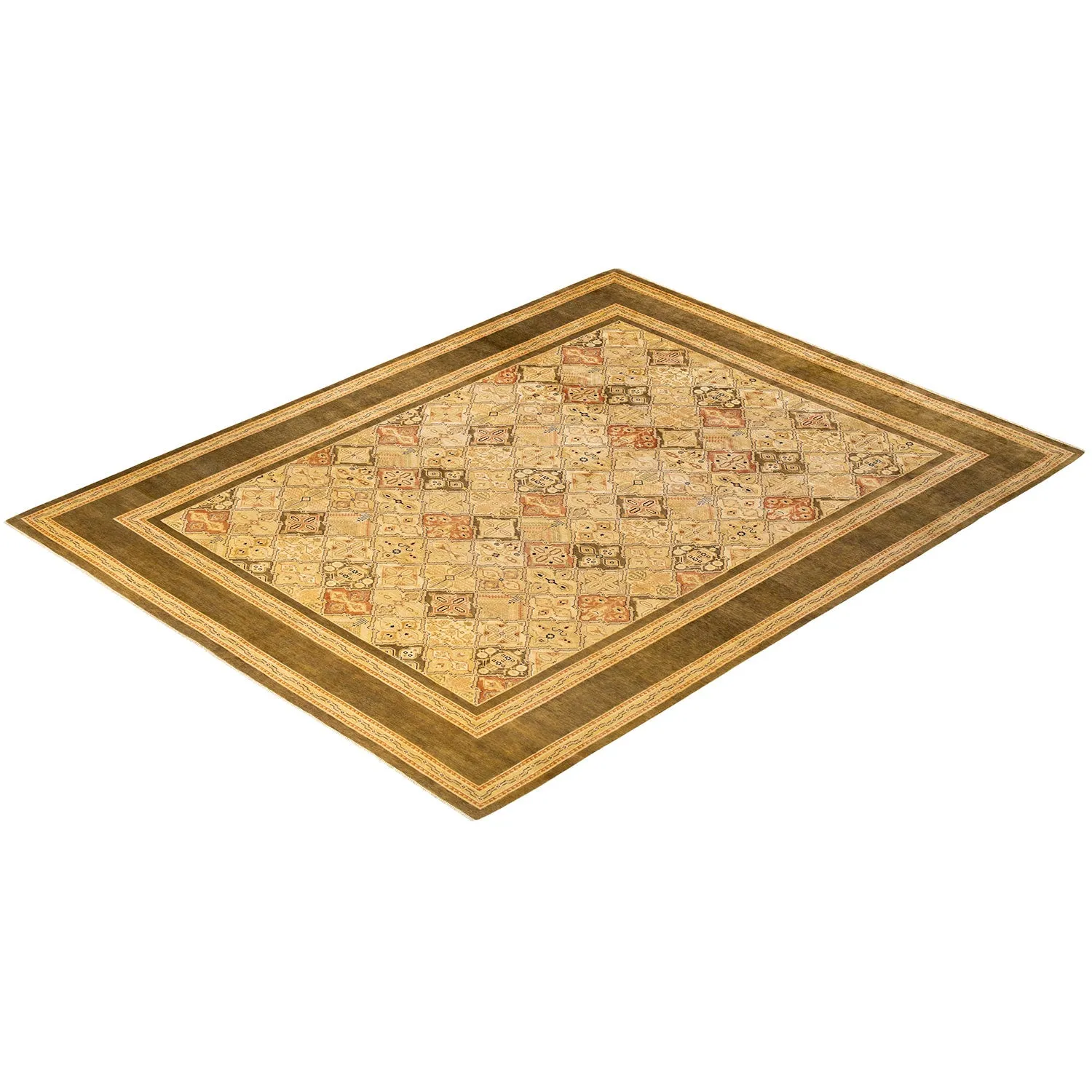 Yellow Traditional Wool Rug - 10'1" x 13'9"