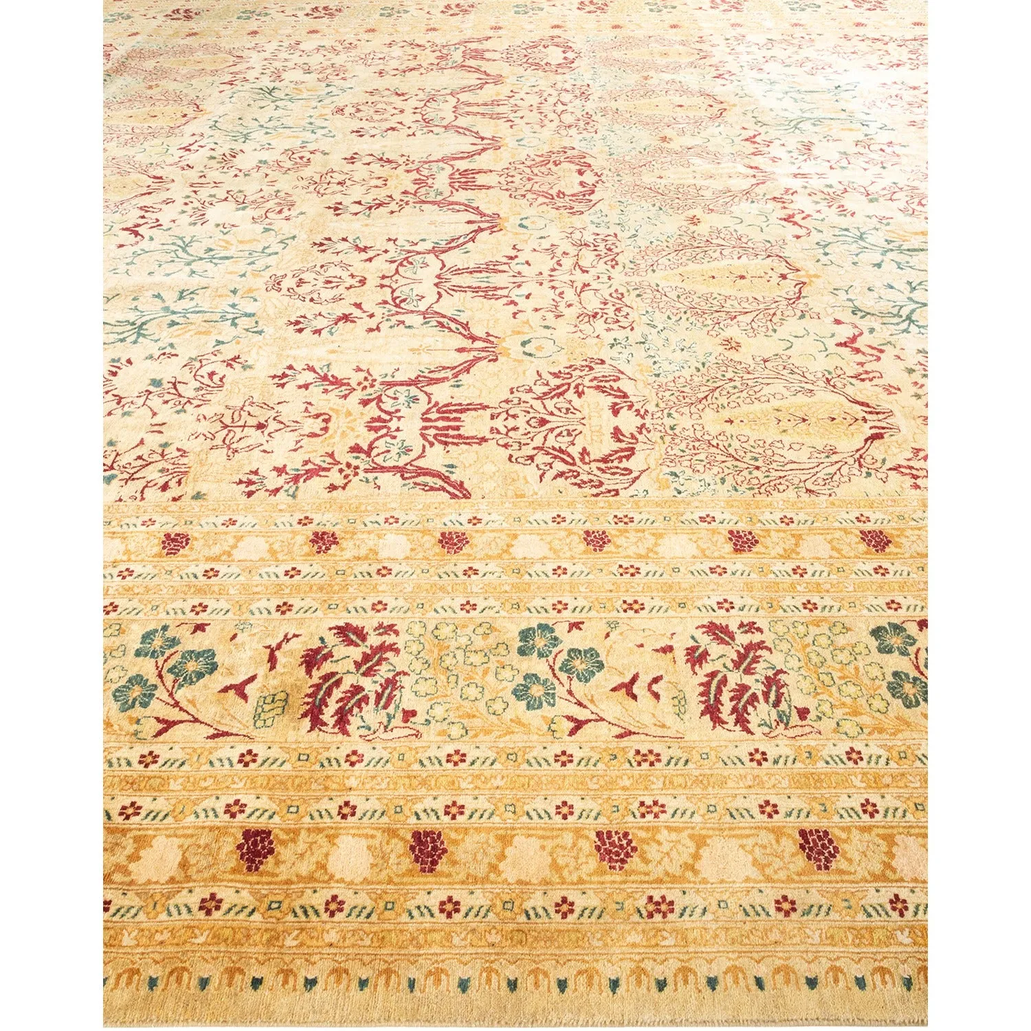 Yellow Traditional Wool Rug - 12'1" x 20'