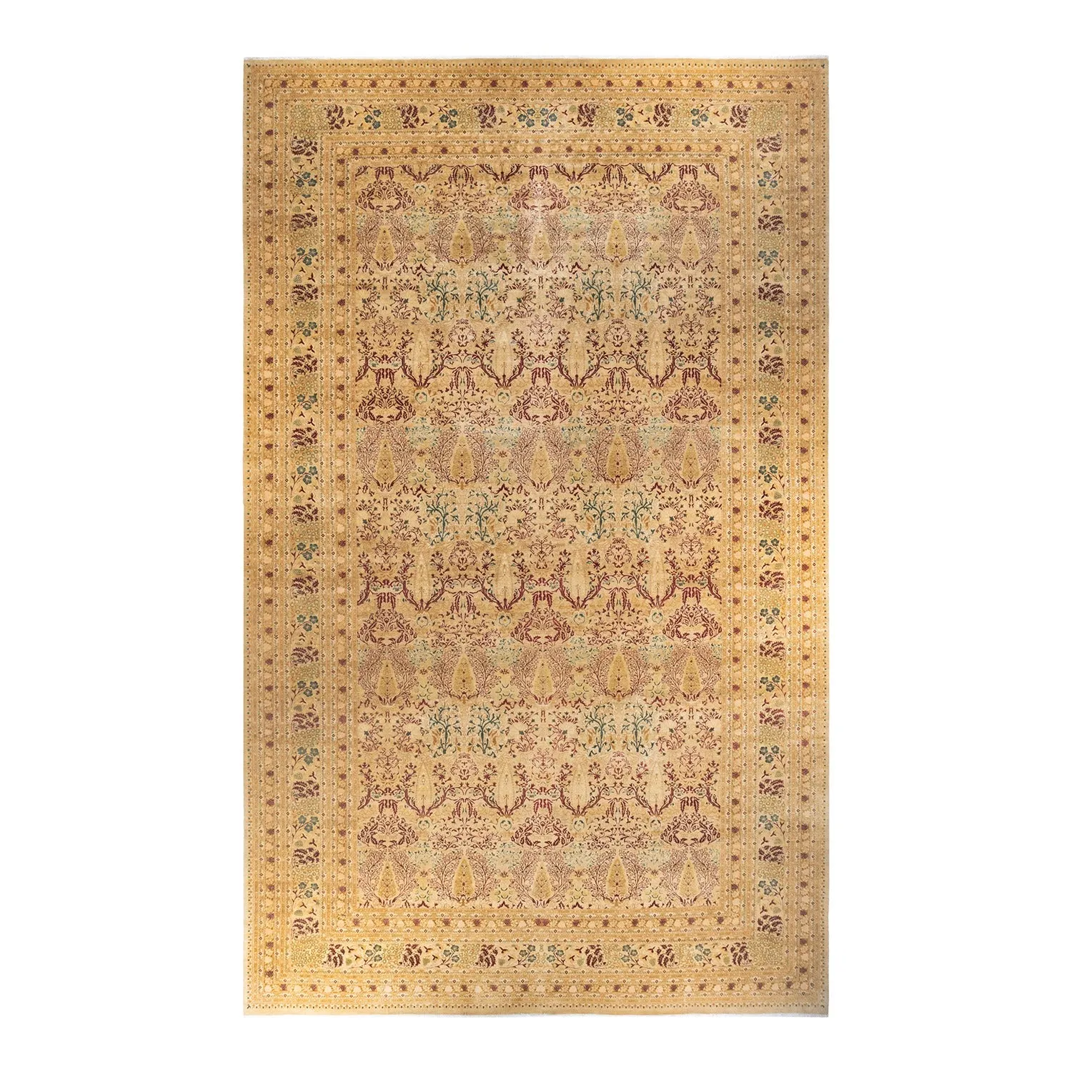 Yellow Traditional Wool Rug - 12'1" x 20'