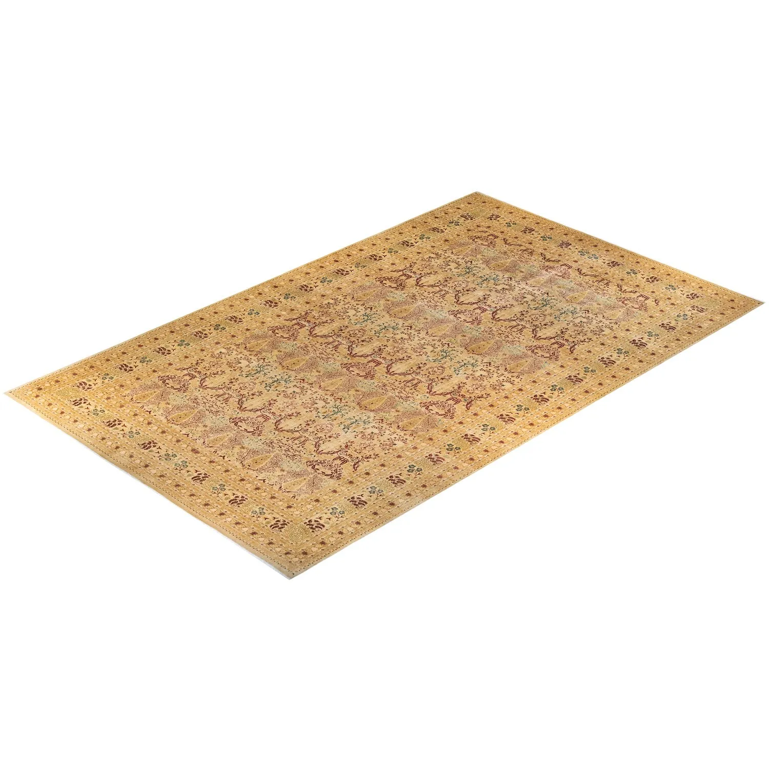 Yellow Traditional Wool Rug - 12'1" x 20'