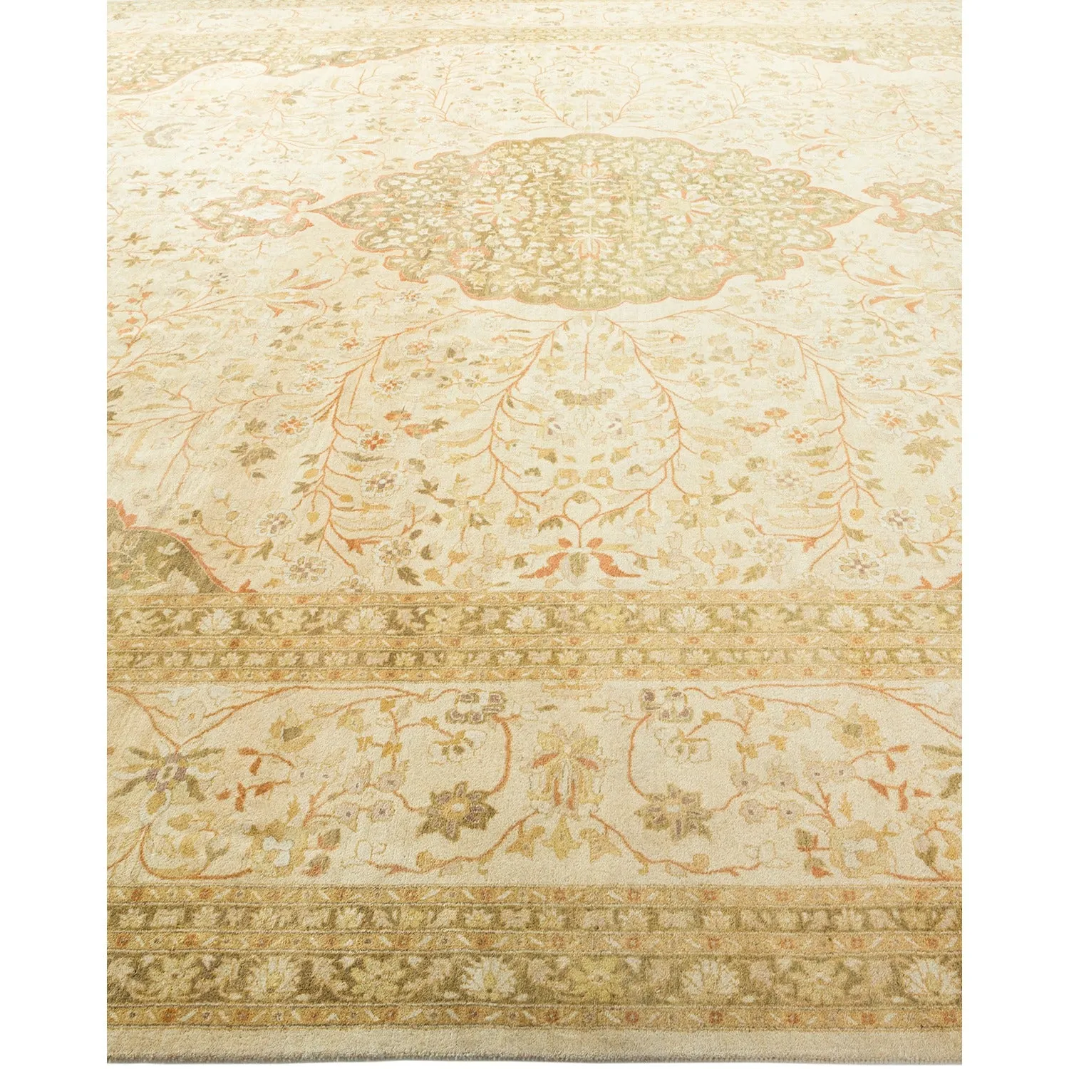 Yellow Traditional Wool Rug - 12'4" x 15'2"