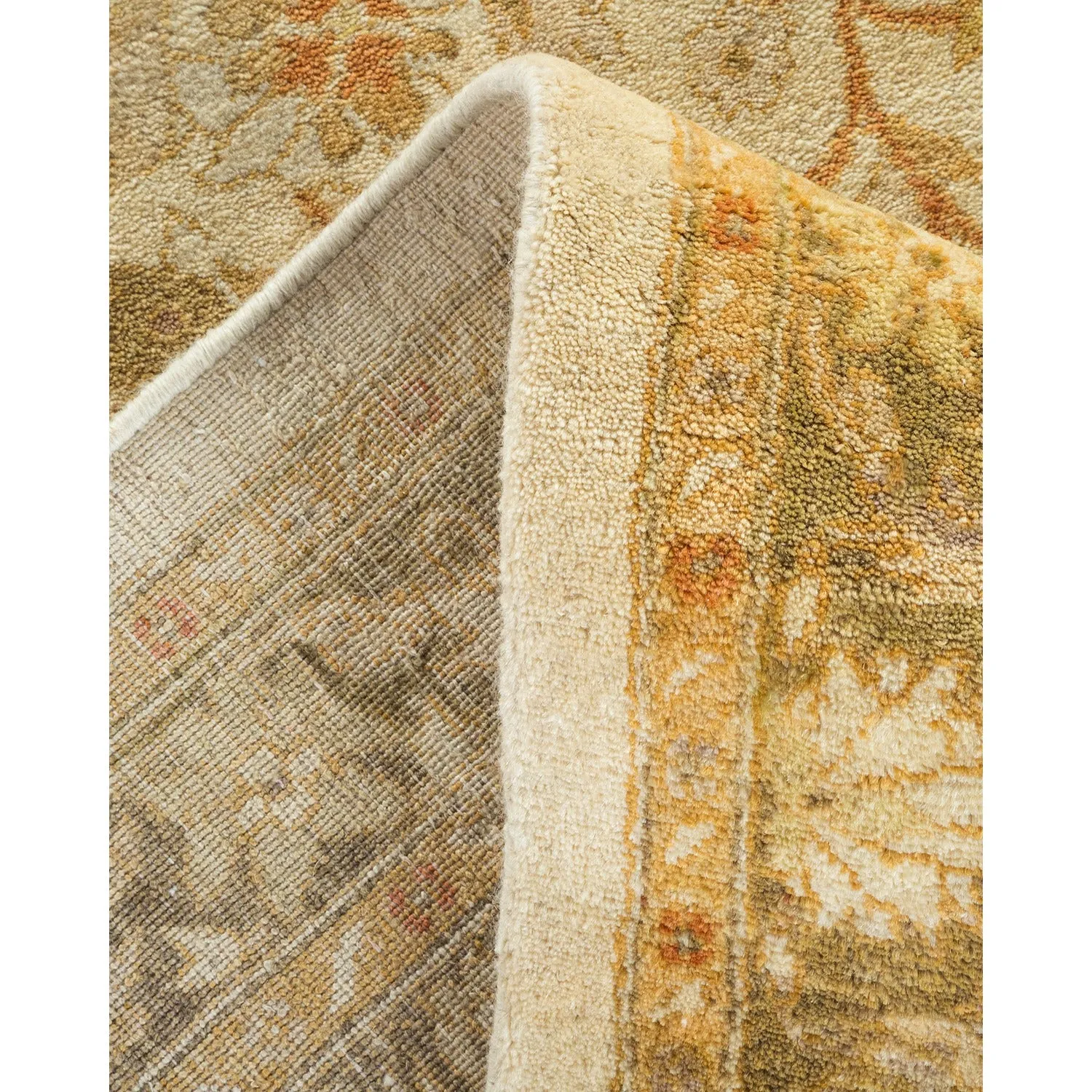 Yellow Traditional Wool Rug - 12'4" x 15'2"