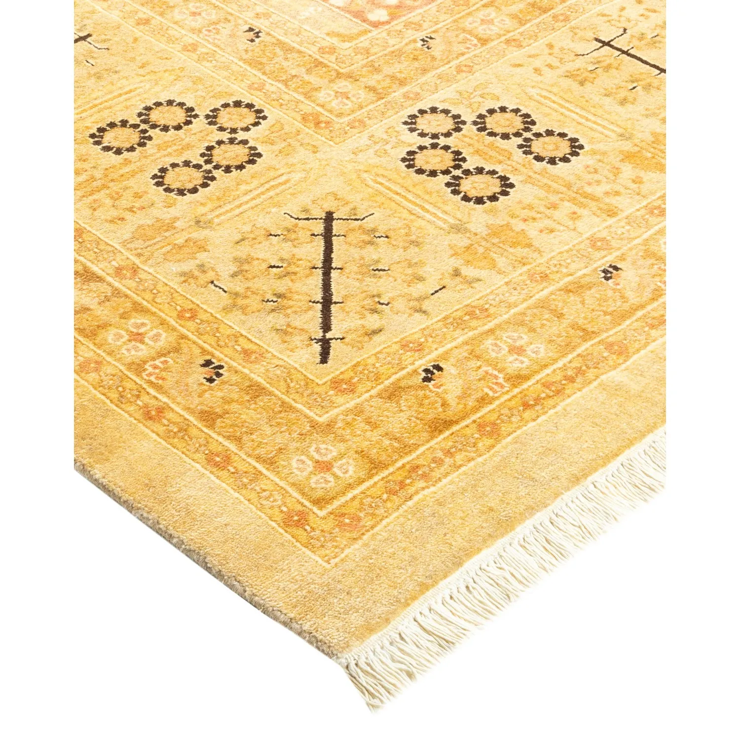 Yellow Traditional Wool Rug - 8'2" x 8'4"