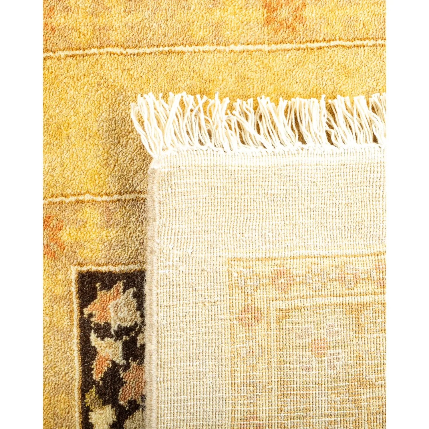 Yellow Traditional Wool Rug - 8'2" x 8'4"
