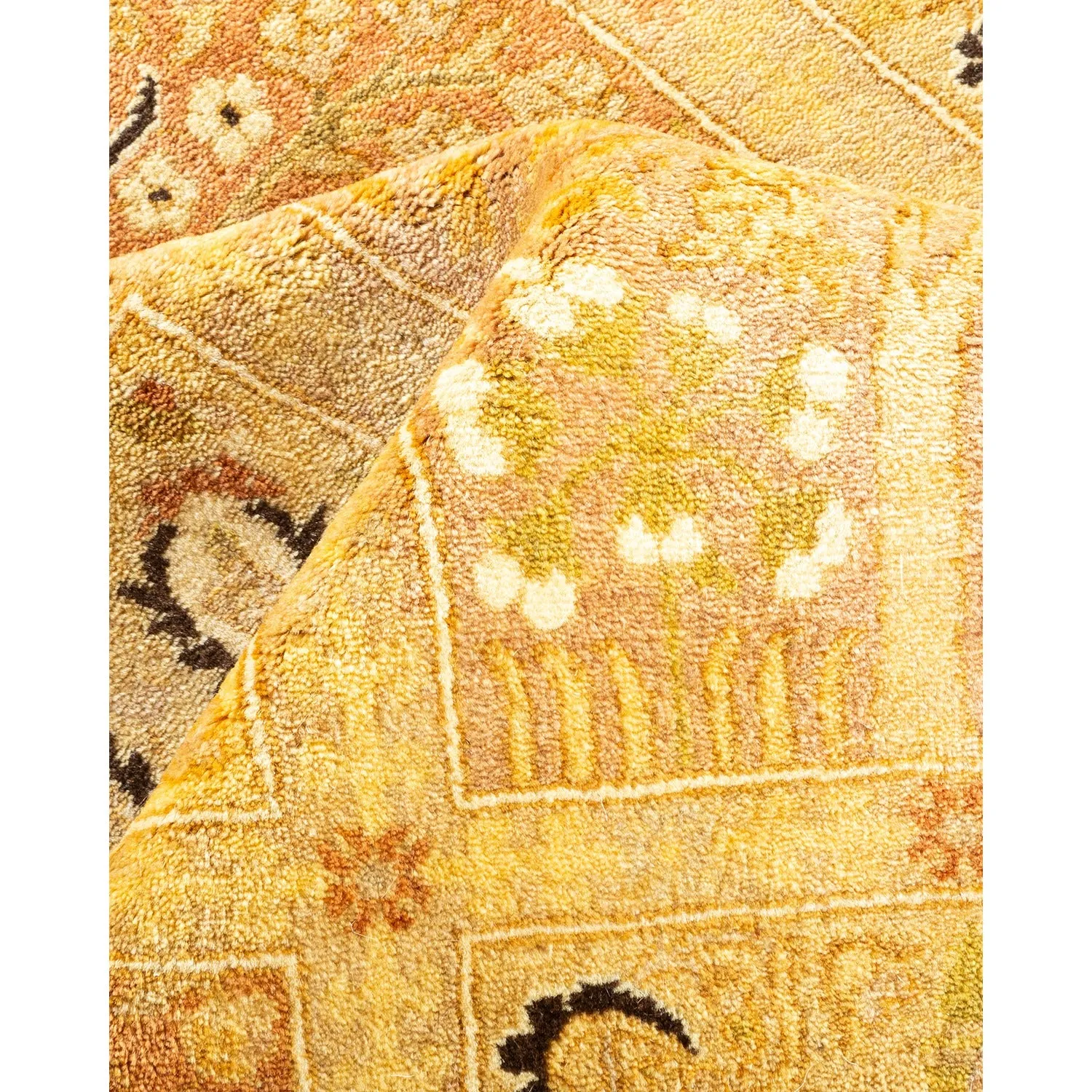Yellow Traditional Wool Rug - 8'2" x 8'4"