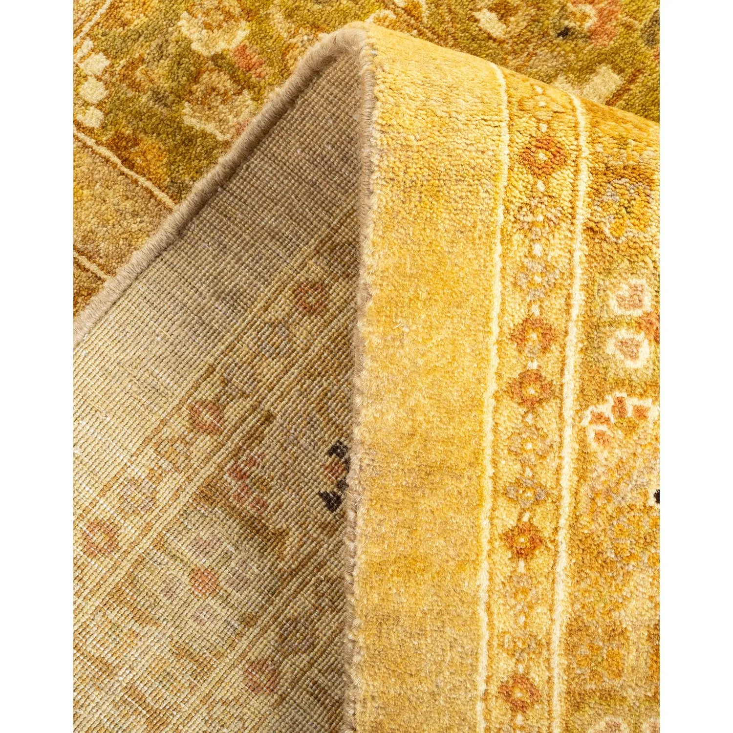 Yellow Traditional Wool Rug - 8'2" x 8'4"