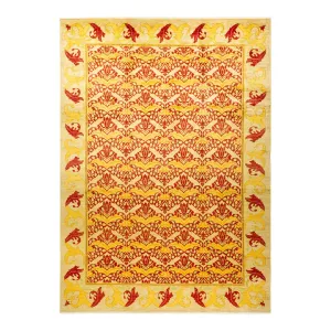 Yellow Transitional Wool Rug - 9'10" x 13'10"