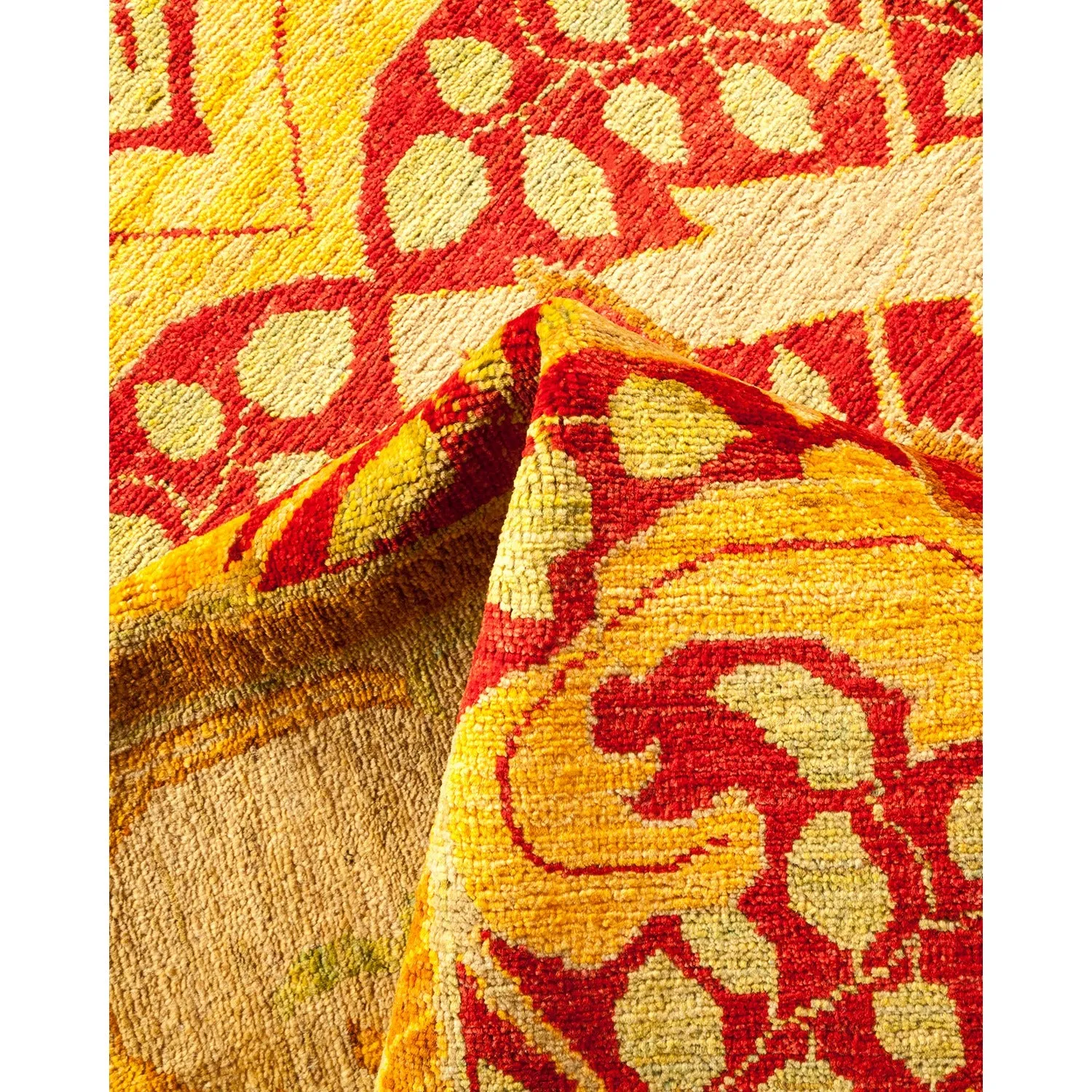 Yellow Transitional Wool Rug - 9'10" x 13'10"
