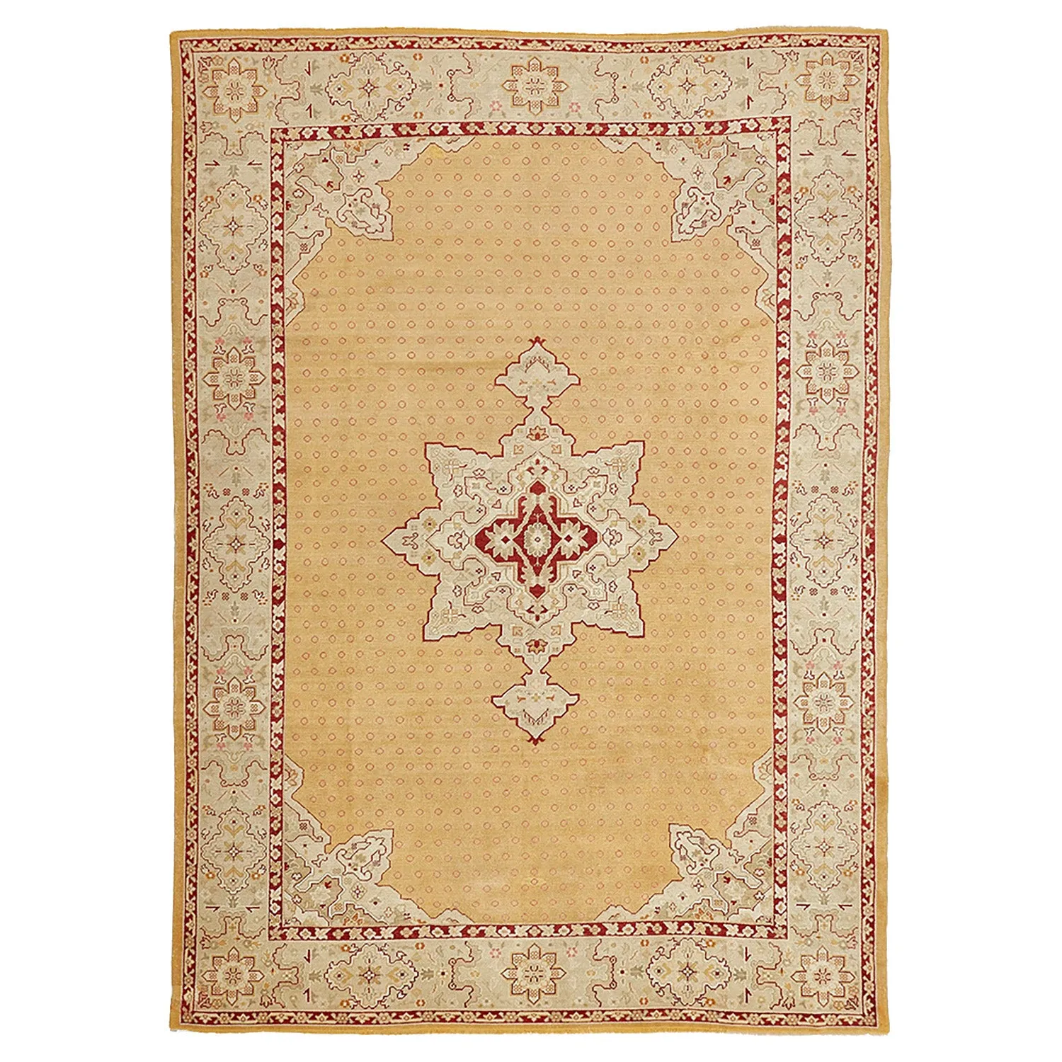 Yellow Vintage Turkish Oushak Wool Rug - 9'9" x 13'9"
