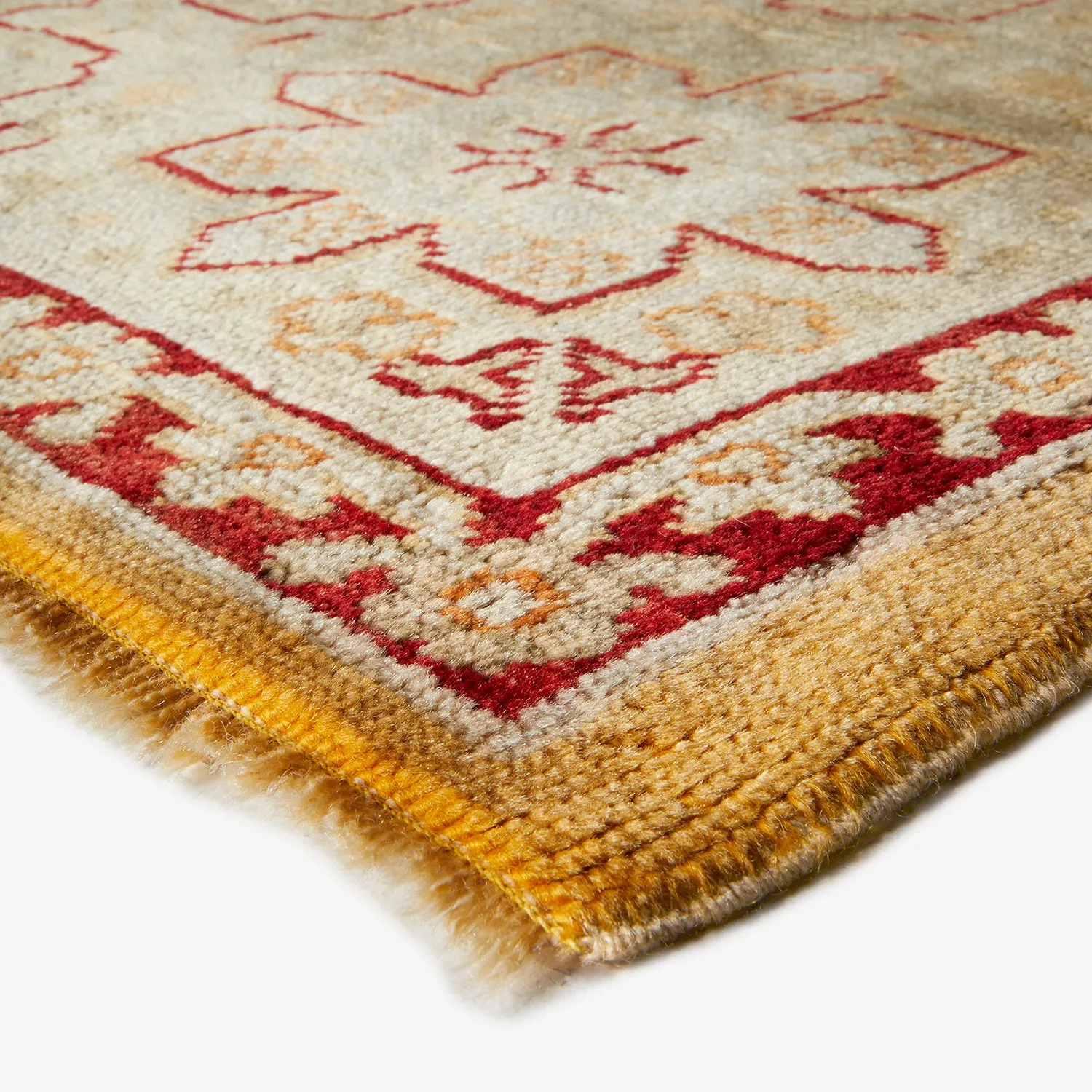 Yellow Vintage Turkish Oushak Wool Rug - 9'9" x 13'9"