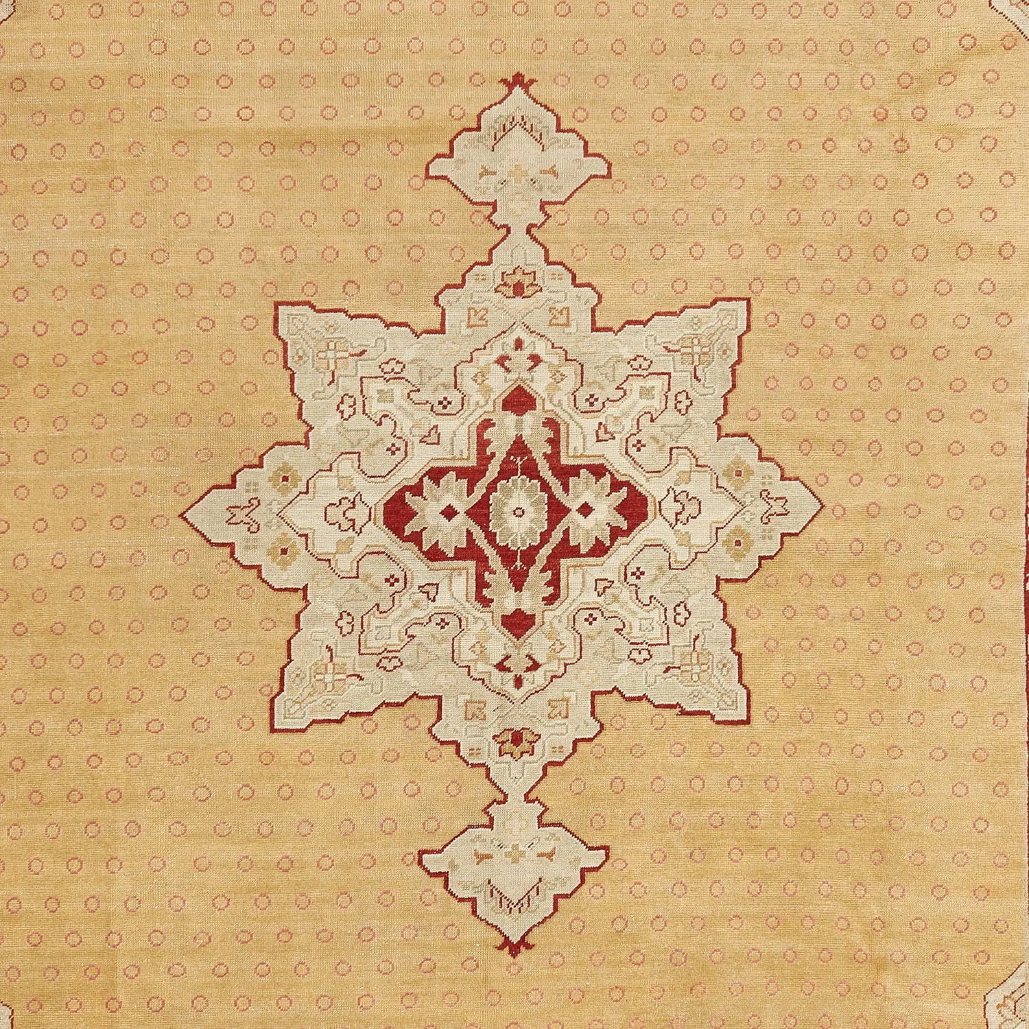 Yellow Vintage Turkish Oushak Wool Rug - 9'9" x 13'9"